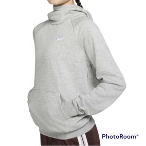 NIKE Sportswear - Gray Fleece Funnel-Neck Hoodie - Size S
